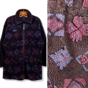 Vintage 80’s Columbia Longline Geometric Teddy Winter Jacket M